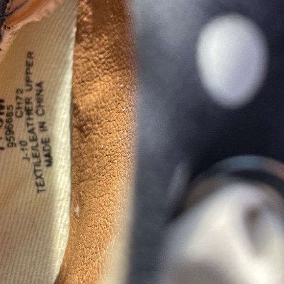 Sperry Top Sider Navy Blue/White Polka Dot Wedge Shoes With White Bow Design- N - Picture 5 of 11